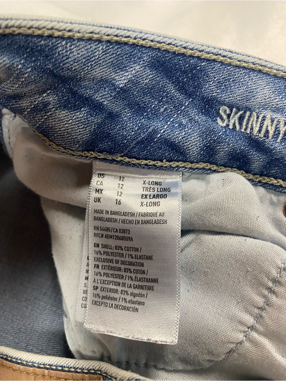 American Eagle Outfitters Light Blue Super Stretch Skinny Jeans Women’s Size 12 - Picture 5 of 5